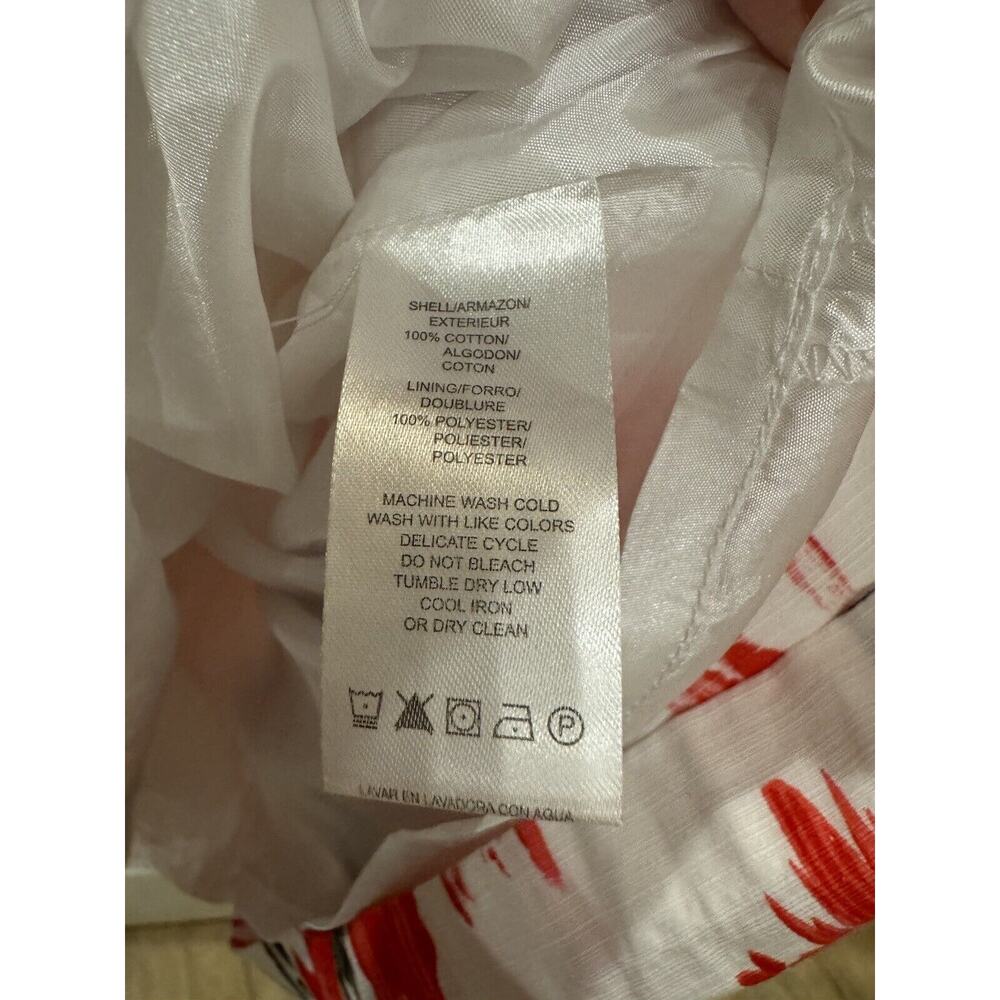 KENSIE Sleeveless Cotton Fit & Flare Women's M Summer Lined Mini Dress White Red - Picture 5 of 6